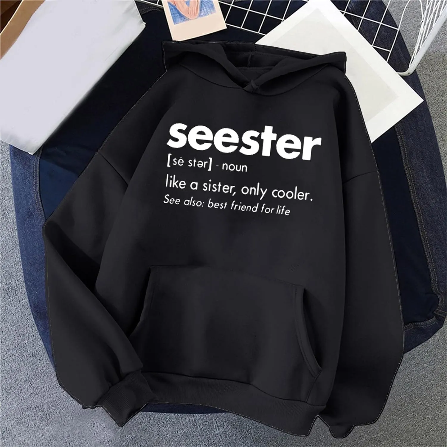 Womens Oversized Hoodies Letter Print Hooded Pullover Casual Sweatshirt 2024 Fashion Fall Clothes Outfits with
