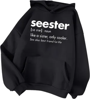 Womens Oversized Hoodies Letter Print Hooded Pullover Casual Sweatshirt 2024 Fashion Fall Clothes Outfits with