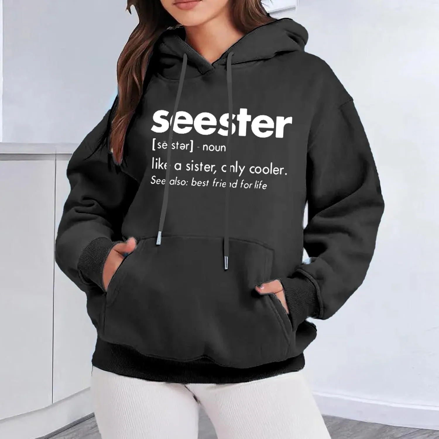 Womens Oversized Hoodies Letter Print Hooded Pullover Casual Sweatshirt 2024 Fashion Fall Clothes Outfits with