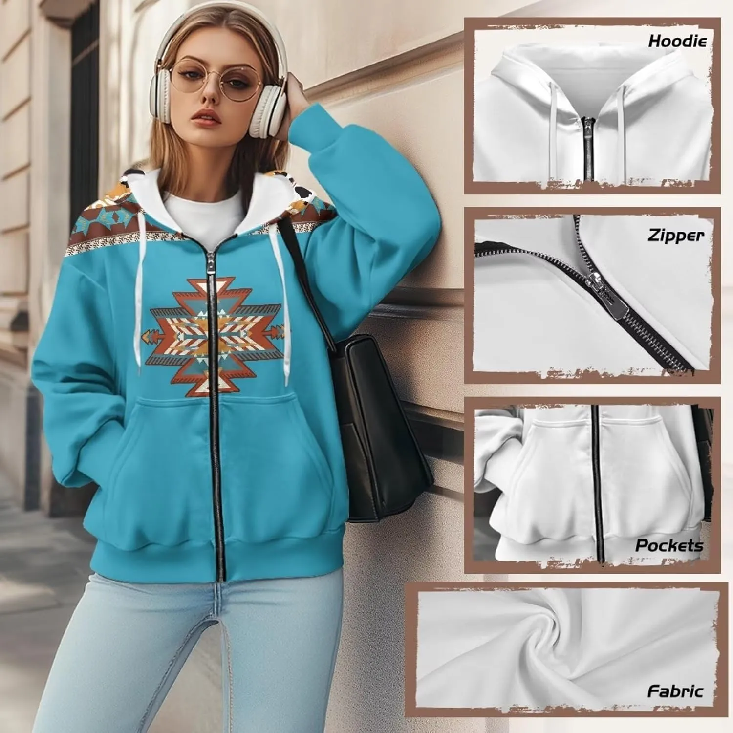 Women's Oversized Hoodies with Zipper Lightweight Fashion Full Zip Up Sweatshirts Jacket Outfit with Pockets