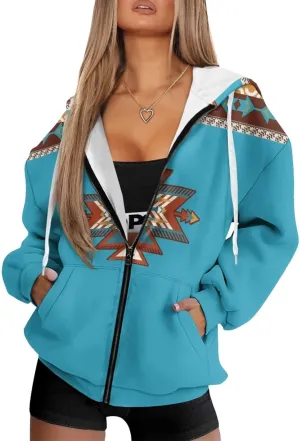 Women's Oversized Hoodies with Zipper Lightweight Fashion Full Zip Up Sweatshirts Jacket Outfit with Pockets