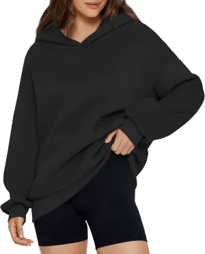 Womens Oversized Sweatshirts 2024 Fashion Fleece Hoodies Pullover Long Sleeve Hooded Sweatshirt Fall Winter Outfits
