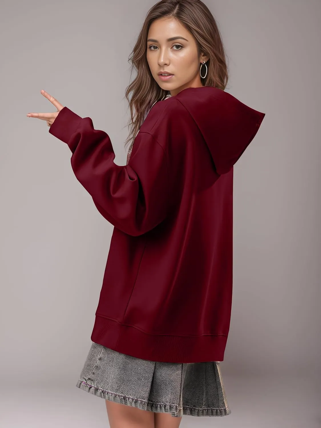 Womens Oversized Sweatshirts Fleece Hoodies Long Sleeve Shirts Pullover Fall Outfits 2024 with Pocket