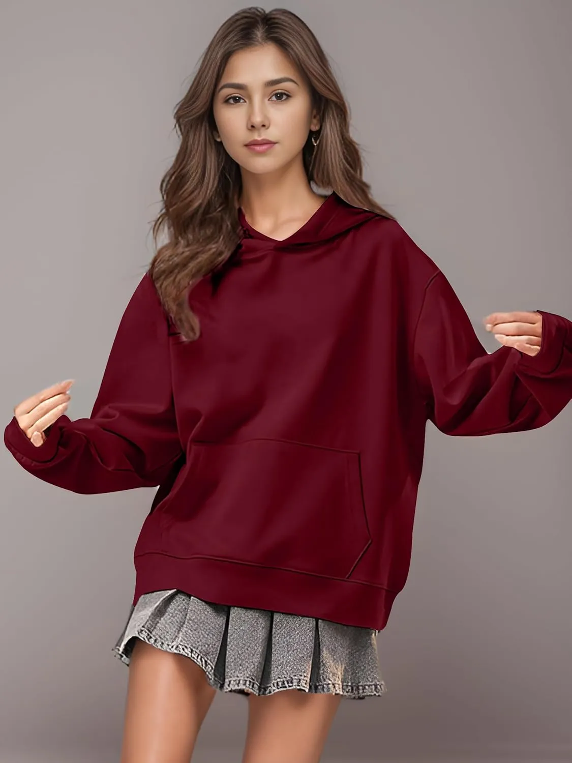 Womens Oversized Sweatshirts Fleece Hoodies Long Sleeve Shirts Pullover Fall Outfits 2024 with Pocket