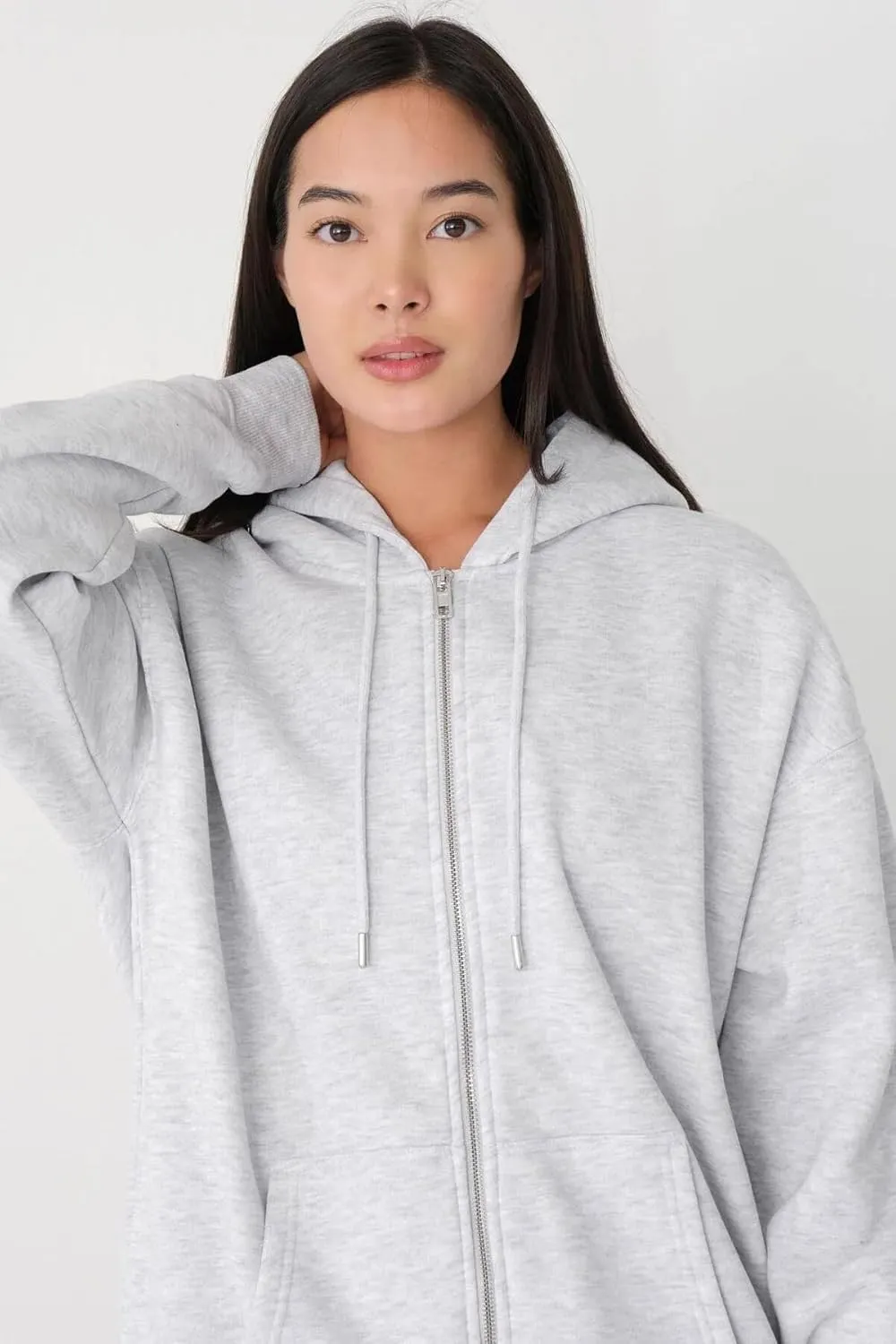 Women's Oversized Zip Up Long Sleeve Hoodie Sweatshirt