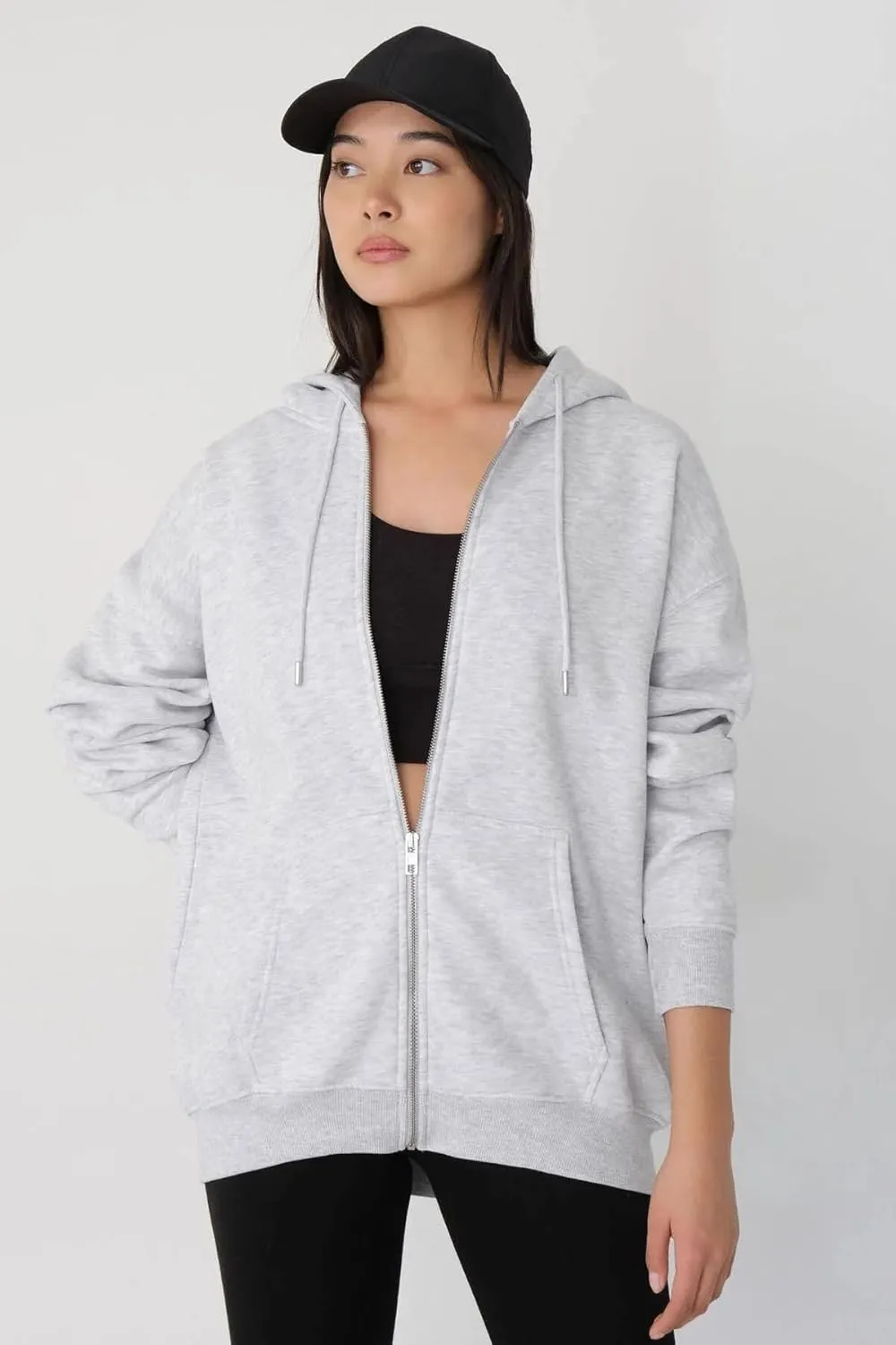 Women's Oversized Zip Up Long Sleeve Hoodie Sweatshirt