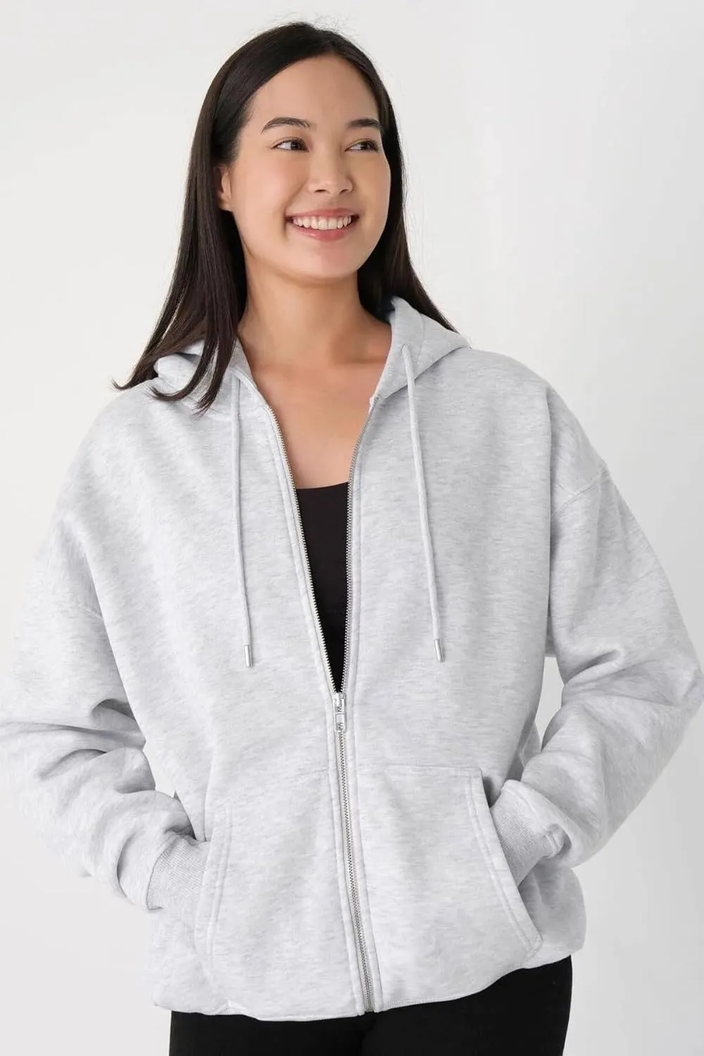 Women's Oversized Zip Up Long Sleeve Hoodie Sweatshirt