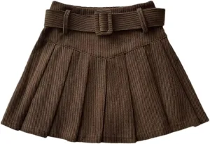 Women's Pleated Mini Skirt  Students Corduroy Solid Color Vintage Slim Fit All-Match Lightweight Golf Skirt