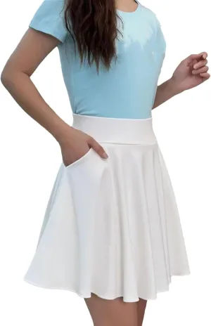 Women's Pocket Shorts Flared Skirt Casual Mini Skater Solid Color Loose Pleated Skirts