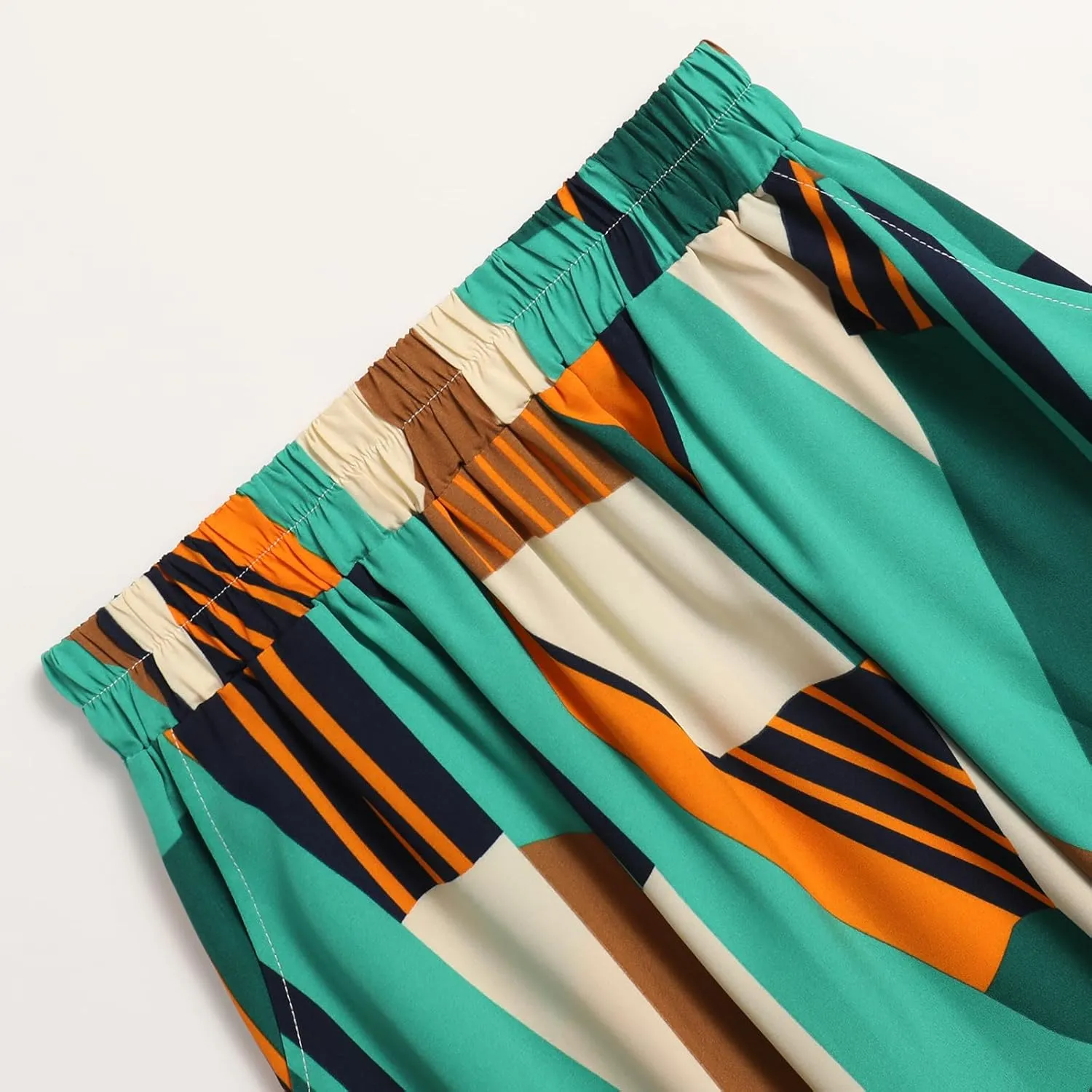 Women's Pocket Skirt Elastic Waist Spring Summer and Autumn Printed Casual High Waist Skirt
