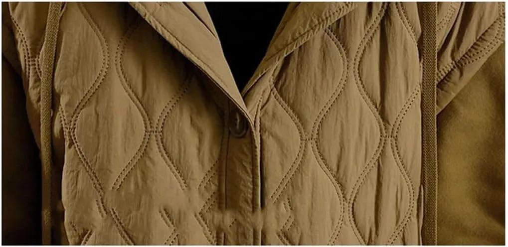 Women's Puffer Jacket Cotton-Padded Jacket Hooded Loose Thick Quilted Cotton-Padded Coat With Pockets