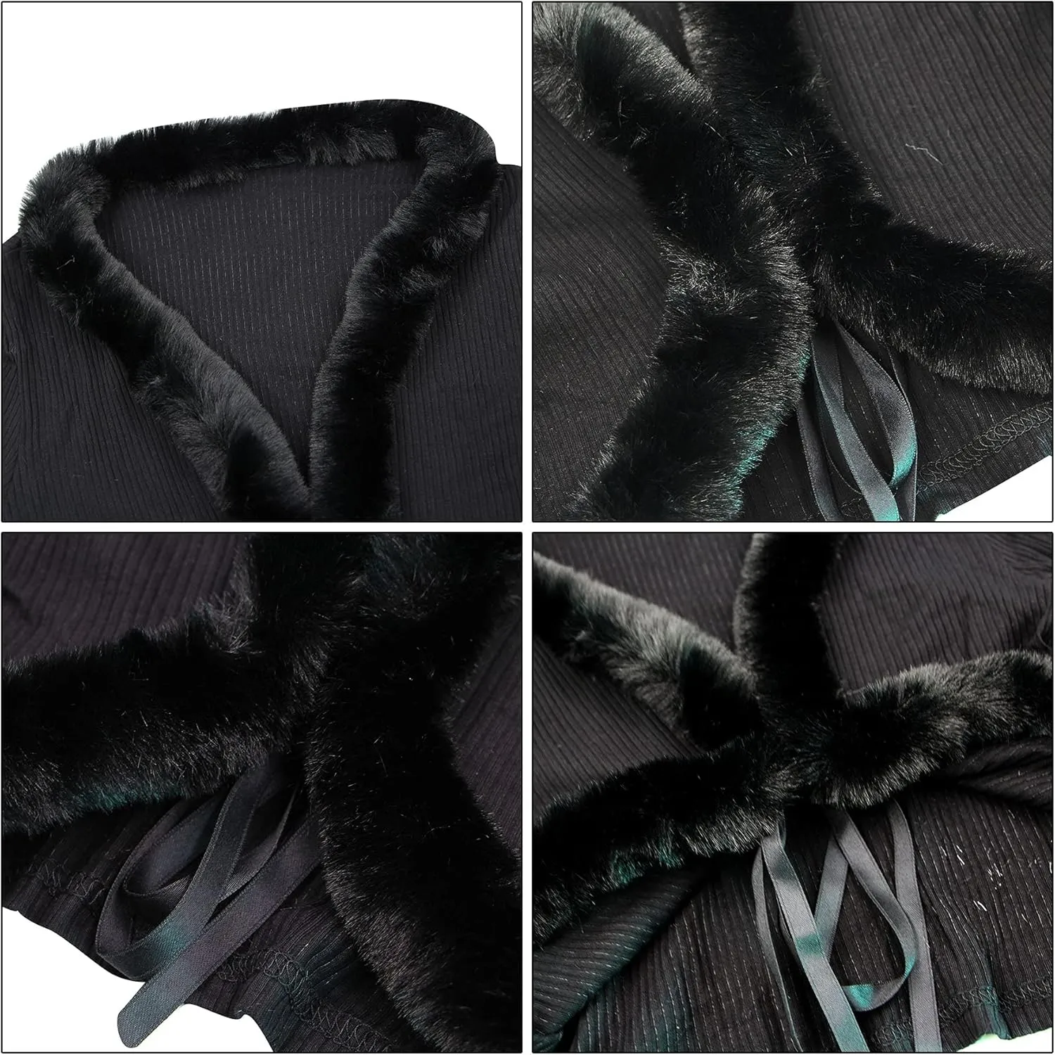 Women's Sexy Feather Trim Blouse Tops Long Sleeve Tie-up Cardigan Faux Fur Crop Top Rave Festival Outfits