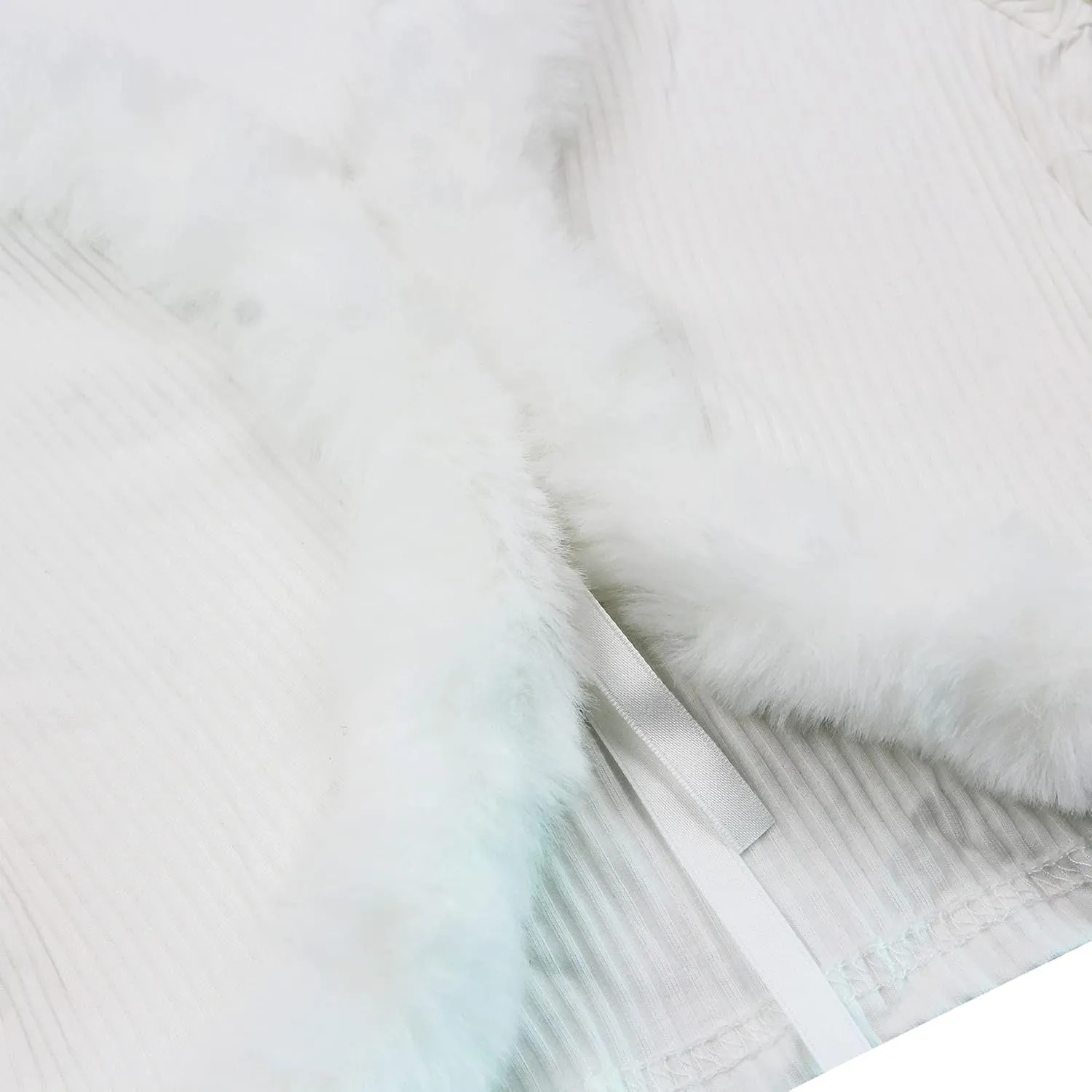 Women's Sexy Feather Trim Blouse Tops Long Sleeve Tie-up Cardigan Faux Fur Crop Top Rave Festival Outfits