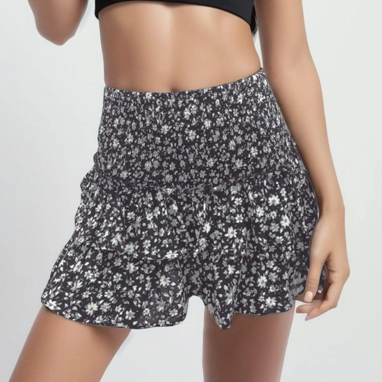 Womens Sexy Skirt Pleated Skirt Ruffle Printed Skirt Fashion Printed Pleated Lace Skirt Plus Size Midi Skirt