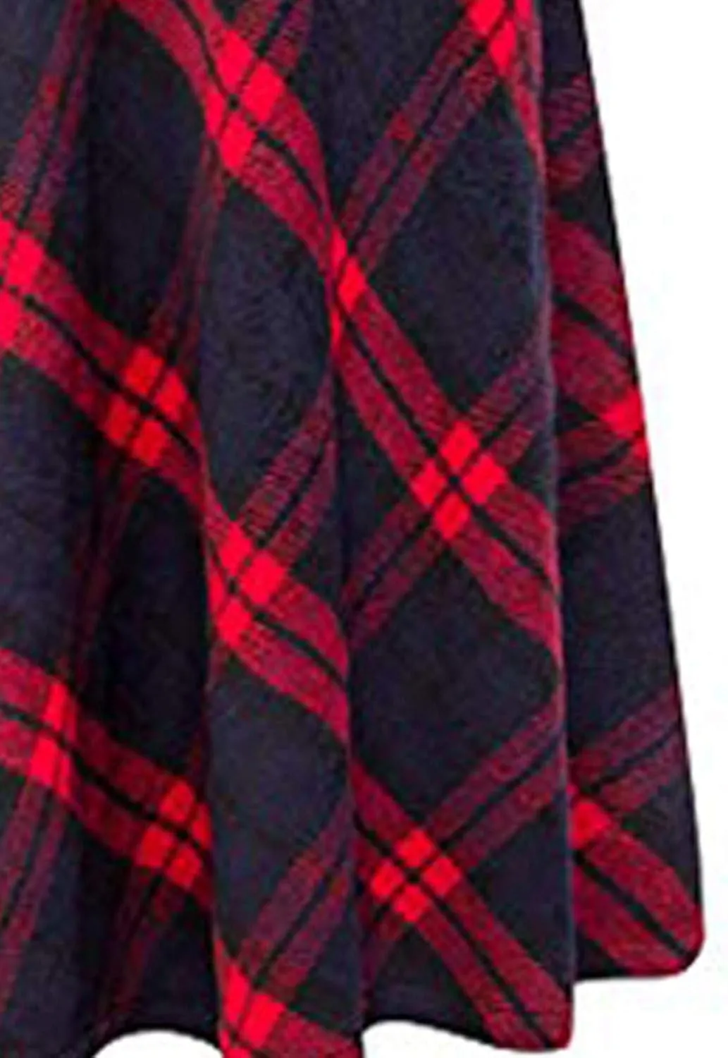 Womens Skirt High Elastic Waist A-line Plaid Winter Warm Flare Long Ankle Skirt Womens Pleated Skirts Midi Skirts