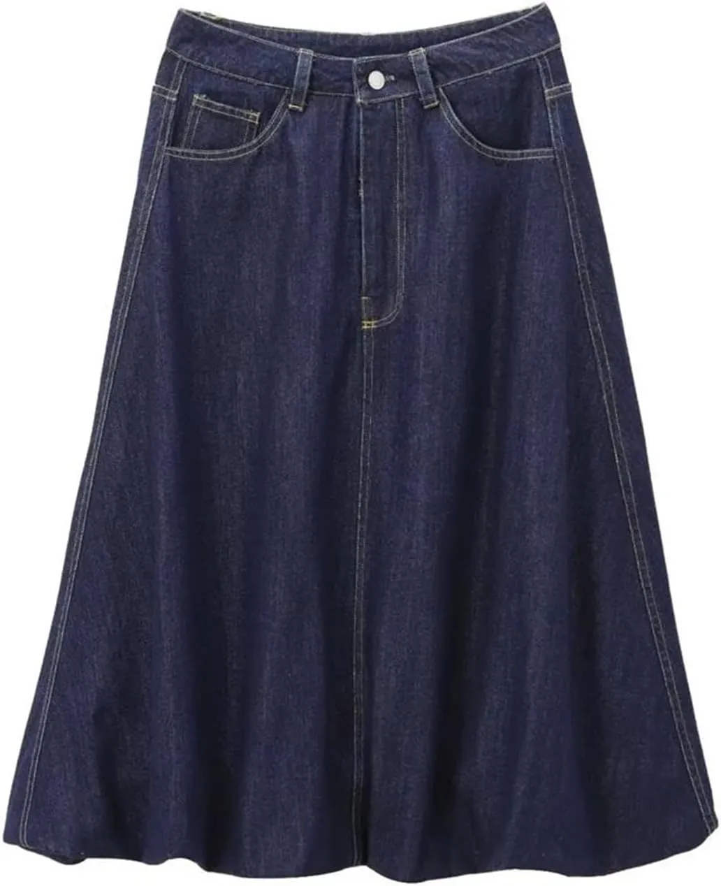 Women's Slim Fit Skirt  Cotton Casual Denim Stretch High-Waisted Button Up with Pockets