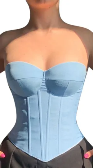 Women's Solid Sexy Fishbone Trendy Tank Slim Cropped Camisole Summer Chest Push Up Top Strapless Bandeau