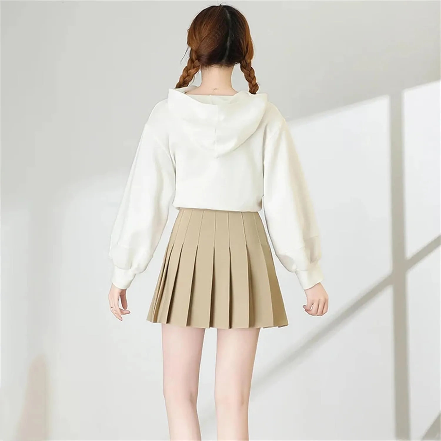 Women's Summer Fashion A-Line Mini Skirts Solid Color Casual Pleated Skirts Holiday Beach Skirt