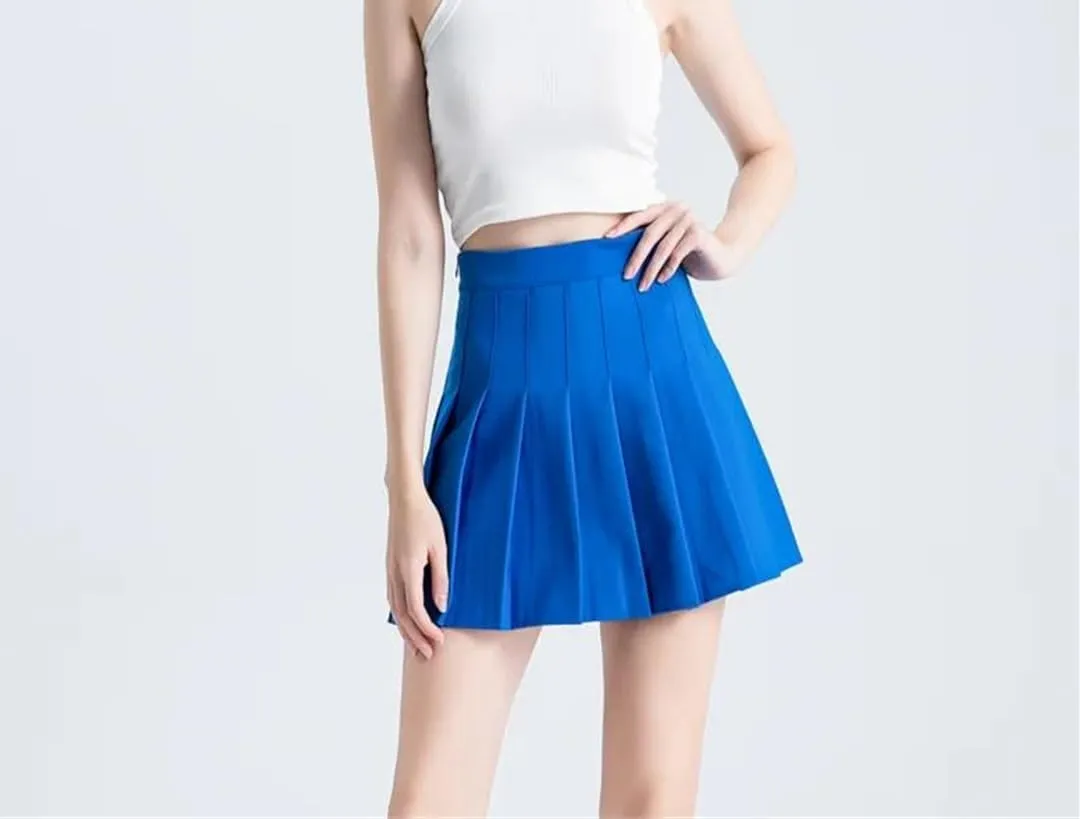 Women's Summer High Waist Short Mini Pleated Skirt Elastic Flared Casual Mini Skirts