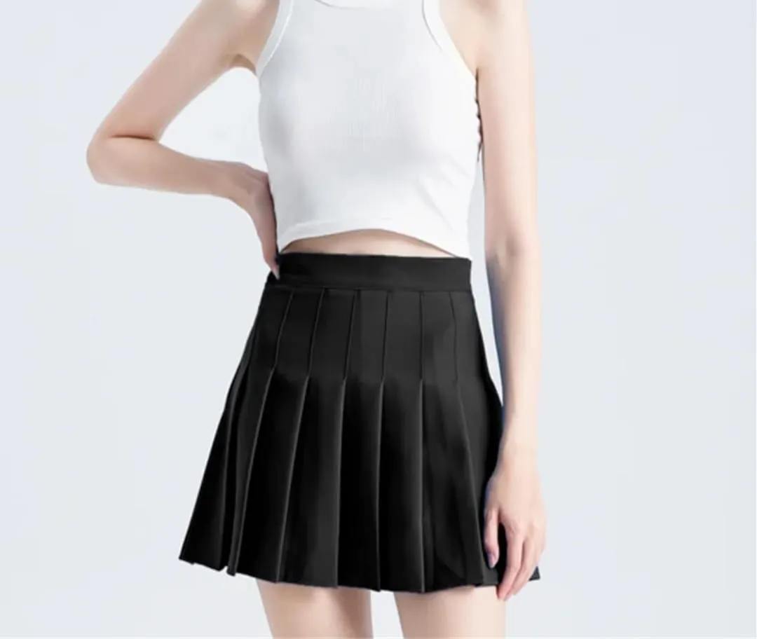 Women's Summer High Waist Short Mini Pleated Skirt Elastic Flared Casual Mini Skirts