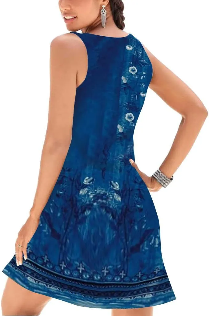 Womens Summer Tank Dress 2024 Casual Button Down V Neck Sleeveless Beach Boho Dresses Sundress A-Line Flowy