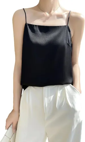 Womens Summer U-Neck Tank Top Solid Color Sling Camisole Casual Tops Womens Shirts