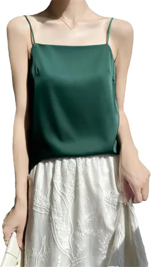 Womens Summer U-Neck Tank Top Solid Color Sling Camisole Casual Tops Womens Shirts