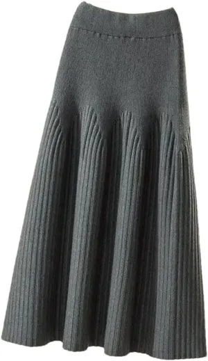 Women's Sweater Dresses Fashion Pleated High Waisted A-Line Half Length Skirt Loose Women's Mid Length Skirt