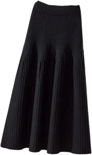 Women's Sweater Dresses Fashion Pleated High Waisted A-Line Half Length Skirt Loose Women's Mid Length Skirt