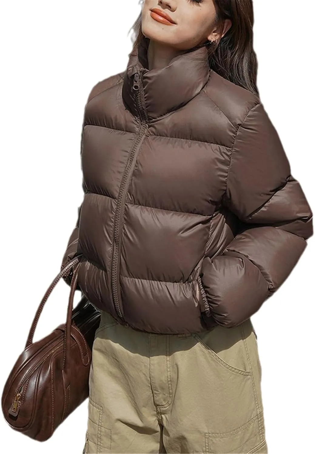 Women's Winter Parkas Short Puffer Jacket Warm Coat Loose Cotton Padded Jacket Windproof Warm