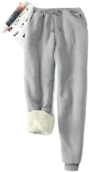 Women's Winter Solid Color Pants Fleece Large Size Pants Casual Harun Leggings Loose Fit Men
