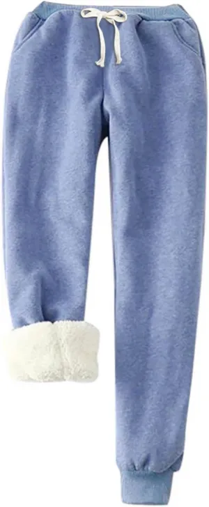 Women's Winter Solid Color Pants Fleece Large Size Pants Casual Harun Leggings Loose Fit Men
