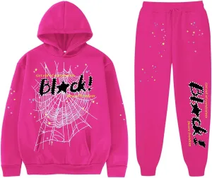 Y2K Hoodie Set Cobweb Spider Style Hoodie Pant Casual Tracksuit Long Sleeve Athletic Suit