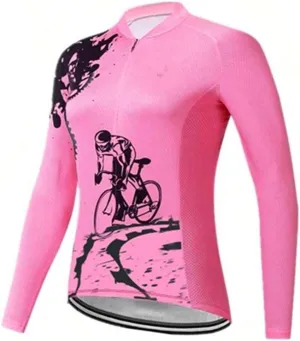 YIBIMOTTO Women's Cycling Jersey Long Sleeve Quick Dry Mountain Bike Shirts Running Bicycle Clothes Full Zipper Back Pockets