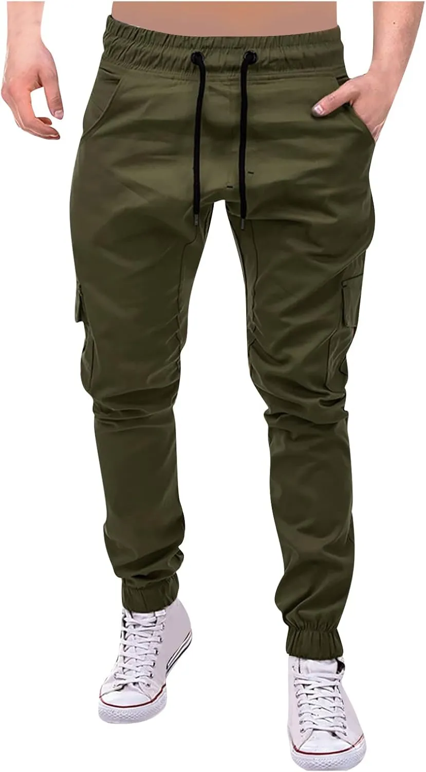 Ymosrh Cargo Work Pants for Men Solid Color Ripped Holes Frayed Gradient Washed Trousers Mens Exercise Pants XXL