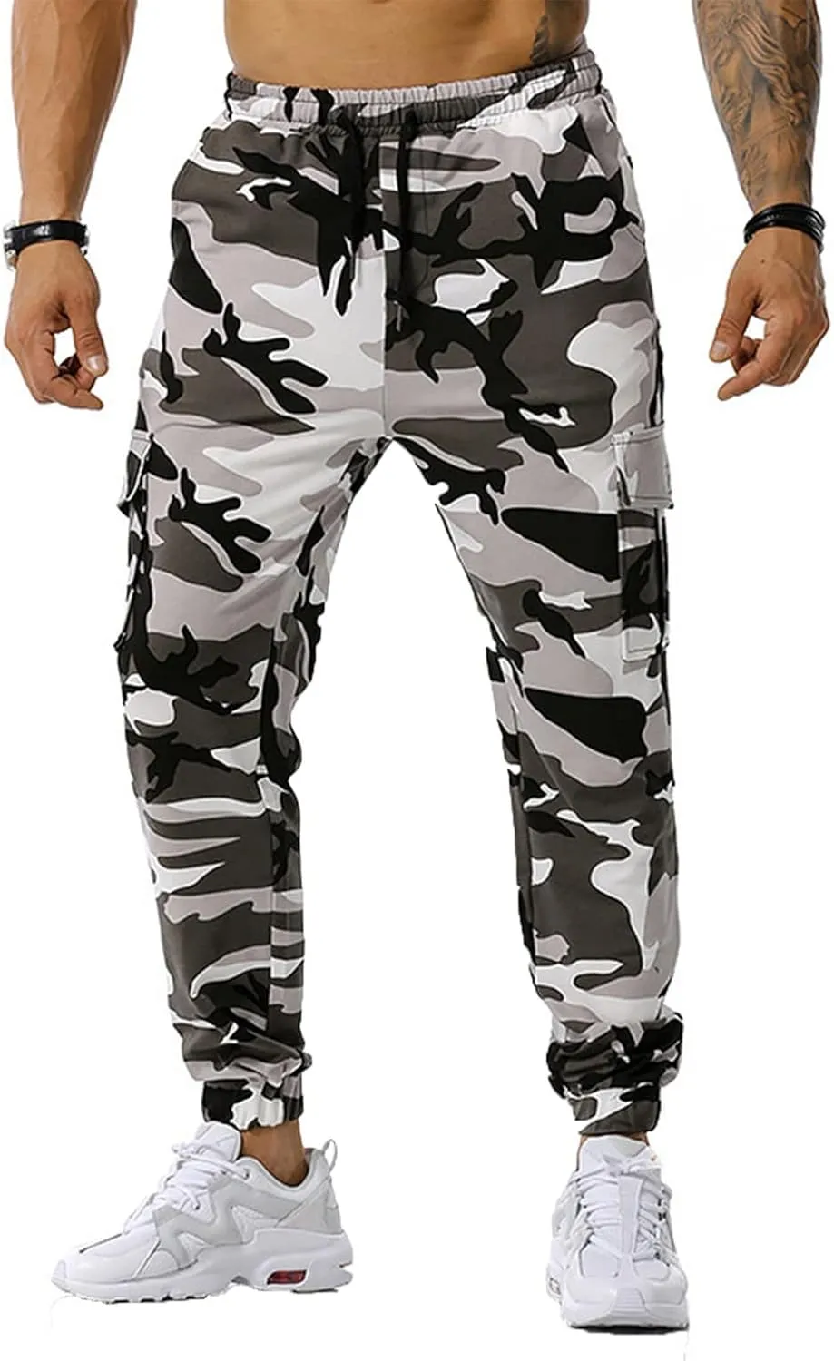 Ymosrh Cargo Work Pants for Men Solid Color Ripped Holes Frayed Gradient Washed Trousers Mens Exercise Pants XXL