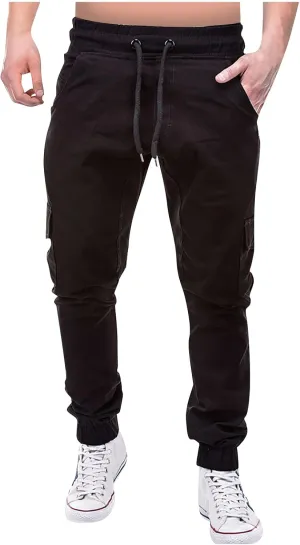 Ymosrh Mens Pants Cargo Men Jeans Solid Color Ripped Holes Frayed Gradient Washed Trousers Chino Pants